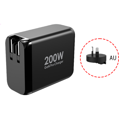 便攜式200W 3USB-C&1-USBA 氮化鎵充電器  